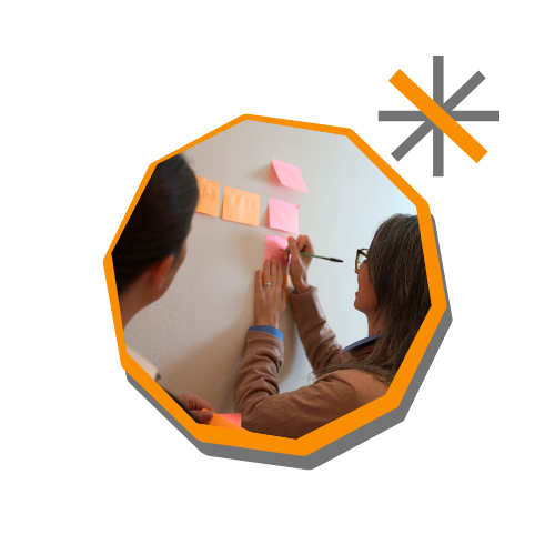 un momento di lavoro con la metodologia del design thinking